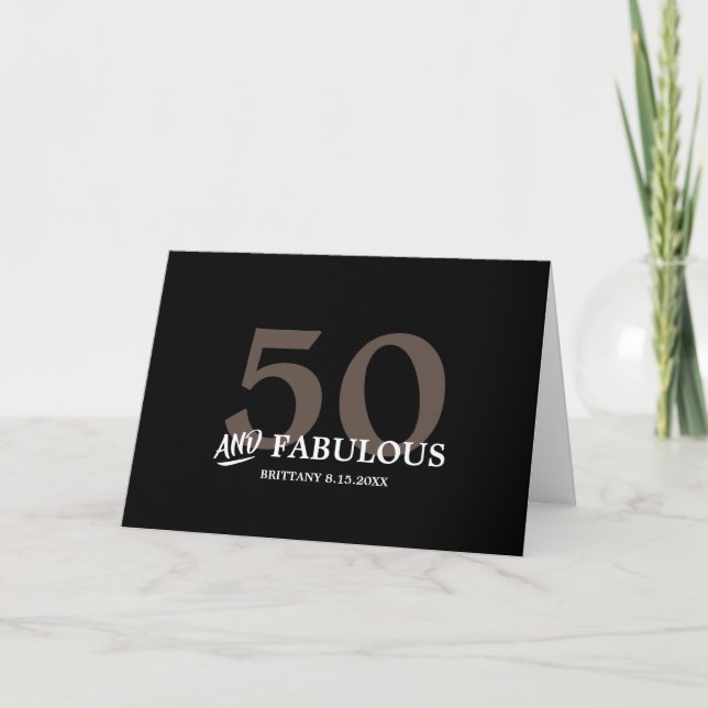 50 och Fabulous med Namn Birthday Card Kort (Framsida)