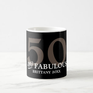50 och Fabulous med Namn Birthday Mugg