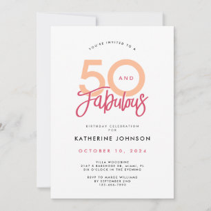 50 och Fabulous Modern 50:e födelsedagen Inbjudningar