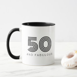 50 och Fabulous Modern Black 50 Birthday Mugg