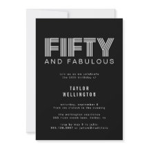 50 och Fabulous Modern Black White-Födelsedagsfest