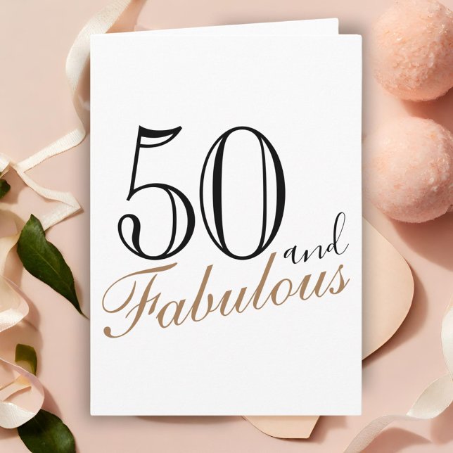 50 och Fabulous Modern Script 50:e födelsedagen Kort (Skapare uppladdad)