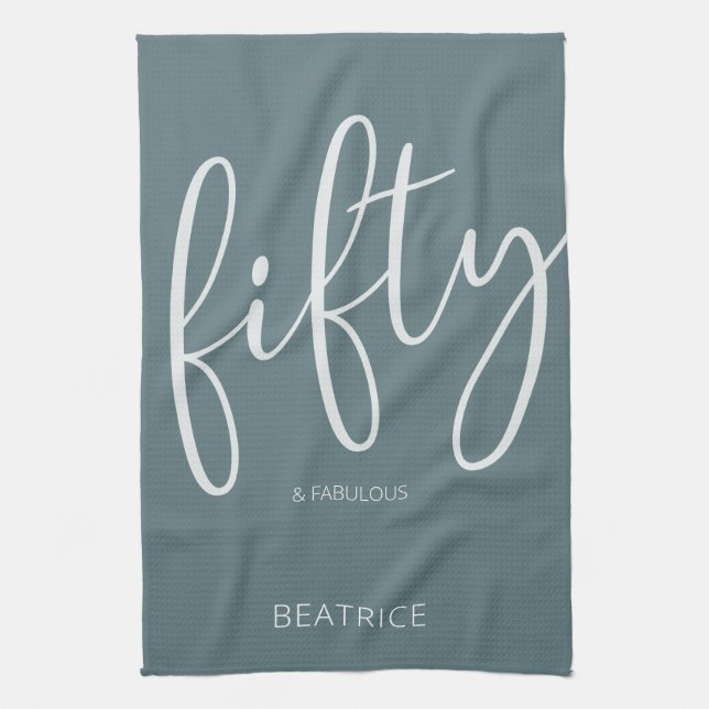 50 och Fabulous Modern Script Kökshandduk (Vertikal)