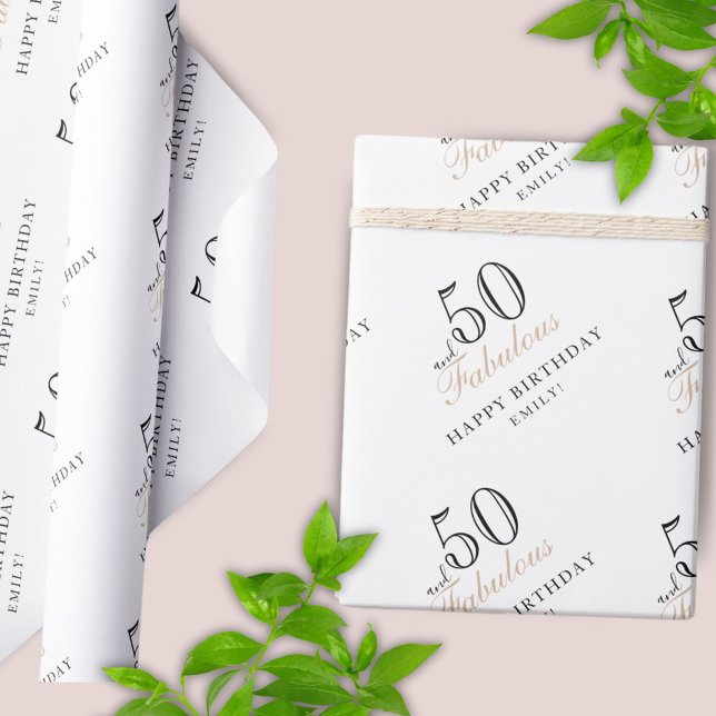 50 och Fabulous Modern Woman 50:e födelsedagen Presentpapper (Skapare uppladdad)
