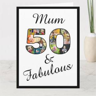 50 och Fabulous Multi Photo Morsa 50:e födelsedage Kort
