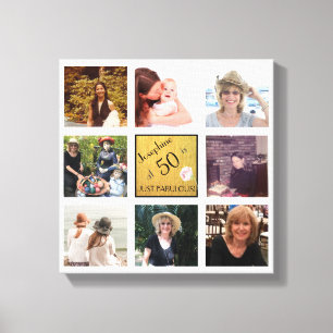 50 och Fabulous Namn 8 Photo Collage Keepsak Canvastryck