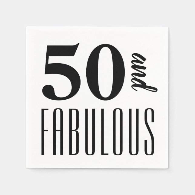 50 och Fabulous | Pappersservett för födelsedagsfe (Framsidan)