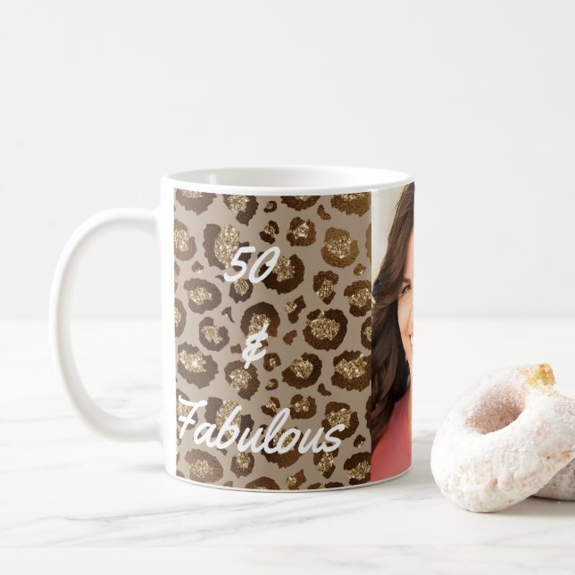 50 och Fabulous Photo Cheetah Print Kaffemugg (Med munk)