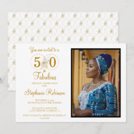 50 och Fabulous Photo Guld 50:e Födelsedagsfesten Inbjudningar