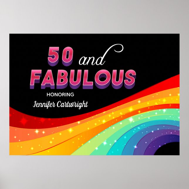 50 och Fabulous Rainbow 50:e Födelsedagsfesten Poster (Framsidan)