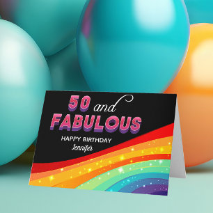 50 och Fabulous Rainbow Anpassningsbar Chic 50:e f Kort