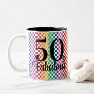 50 och Fabulous Rainbow Checkered Nurse Mugg