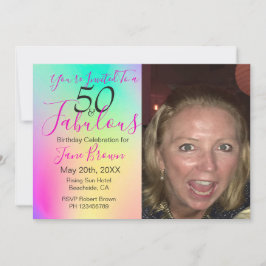 50 och Fabulous Rainbow Colorful Birthday Inbjudningar