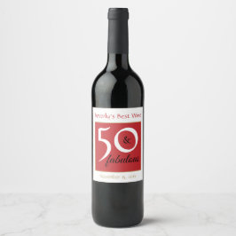 50 och Fabulous Red 50 Birthday Best Vin Vinflaska Etikett