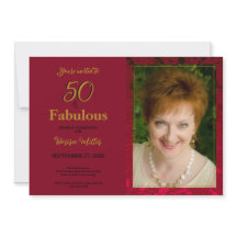 50 och Fabulous Red Guld Blommigt Birthday