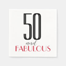 50 och Fabulous Retro Birthday Red Black