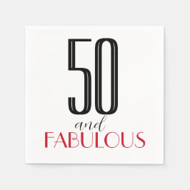 50 och Fabulous Retro Birthday Red Black Pappersservett