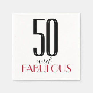 50 och Fabulous Retro Birthday Red Black Pappersservett