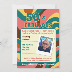 50 och Fabulous retro stil födelsedagsfest Inbjudningar
