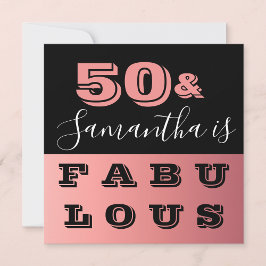 50 och Fabulous Ro Guld 50:e Födelsedagsfesten Inbjudningar