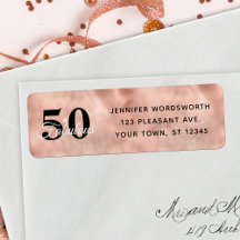 50 och Fabulous Ro Guld Glam Birthday Label