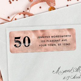 50 och Fabulous Ro Guld Glam Birthday Label Returadress Etikett