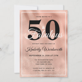 50 och Fabulous Ro Guld Glam Födelsedagsfest Inbjudningar
