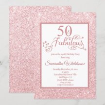 50 och Fabulous Ro Guld Glitter Födelsedagsfest