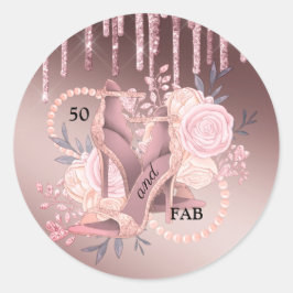 50 och Fabulous Ro Guld Glitter-förarens förseglin Runt Klistermärke