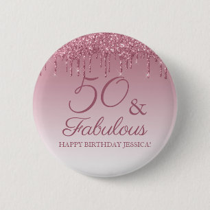50 och Fabulous Ro Guld Rosa Dripping Glitter Knapp