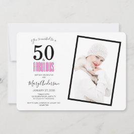 50 och Fabulous Rosa 50:e Födelsedagsfesten Inbjudningar