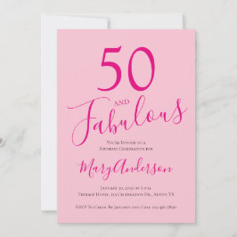 50 och Fabulous Rosa 50:e Födelsedagsfesten Inbjudningar