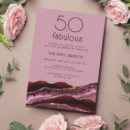 50 och Fabulous Rosa Agate 50:e födelsedagen Inbjudningar
