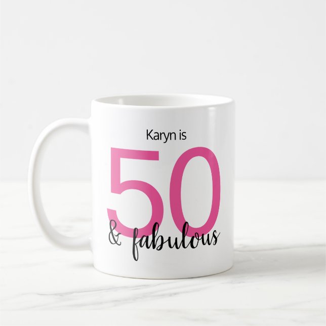 50 och Fabulous Rosa Black 50:e födelsedagen Kaffemugg (Vänster)
