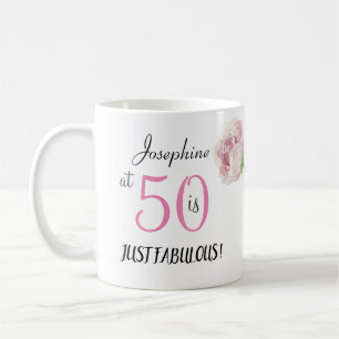 50 och Fabulous Rosa Black 50 Födelsedagsfest Kaffemugg