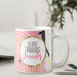50 och Fabulous Rosa Black Guld Glam Chic Modern Kaffemugg