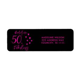50 och Fabulous Rosa Black Returadress Etikett