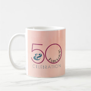 50 och Fabulous Rosa Födelsedagsfest Keepsak Kaffemugg