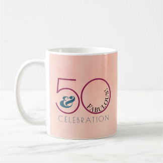 50 och Fabulous Rosa Födelsedagsfest Keepsak Kaffemugg