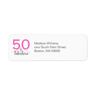 50 och Fabulous Rosa Födelsedagsfest Returadress Etikett