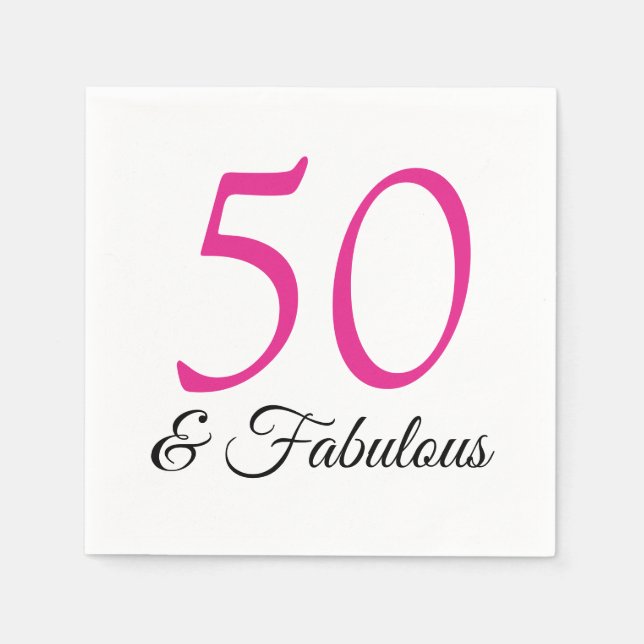 50 och Fabulous Rosa födelsedagslöjor Pappersservett (Framsidan)