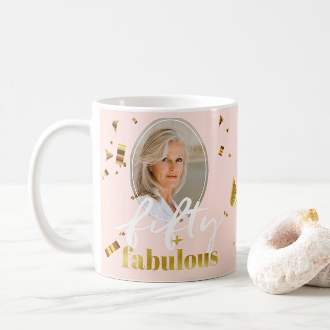 50 och Fabulous Rosa Glam 50:e födelsedagen Kaffemugg (Med munk)