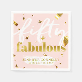 50 och Fabulous Rosa Glam 50:e födelsedagslöjor Pappersservett