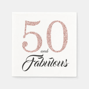 50 och Fabulous Rosa Glitter 50:e Födelsedagsfeste Pappersservett