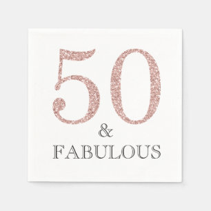 50 och Fabulous Rosa Glitter 50:e Födelsedagsfeste Pappersservett