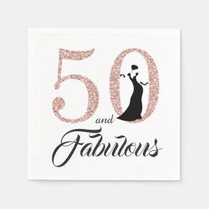 50 och Fabulous Rosa Glitter 50:e Födelsedagsfeste Pappersservett