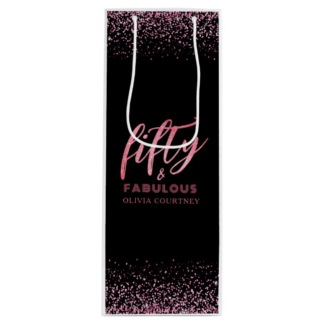 50 och Fabulous Rosa Glitter Black Birthday (Framsidan)