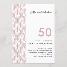 50 och Fabulous Rosa Minimalist Art Deco 50:e