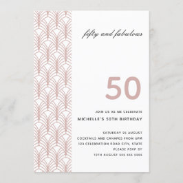 50 och Fabulous Rosa Minimalist Art Deco 50:e Inbjudningar