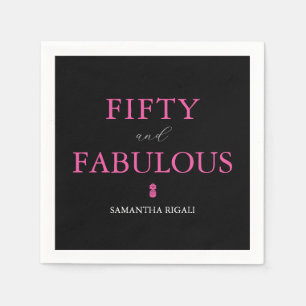 50 och Fabulous Rosa och svart Birthday Pappersservett